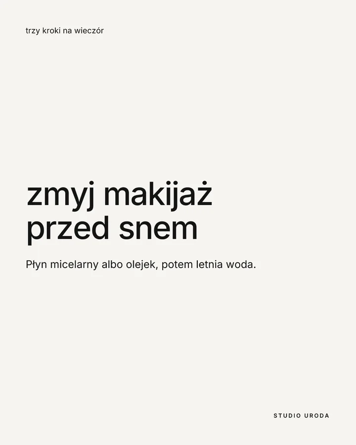 Studio Uroda, slajd karuzeli: zmyj makijaż przed snem