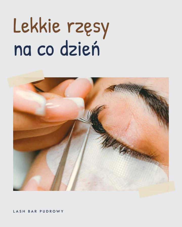 Post lash baru: odręczne „Lekkie rzęsy na co dzień” nad zdjęciem przedłużania rzęs
