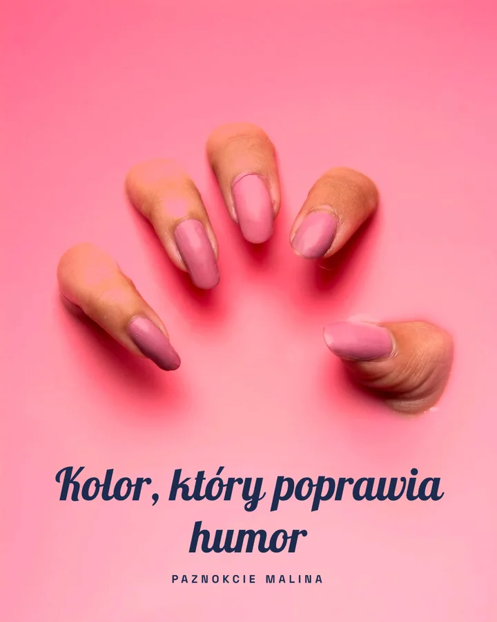 Post studia paznokci na różowym tle: „Kolor, który poprawia humor”